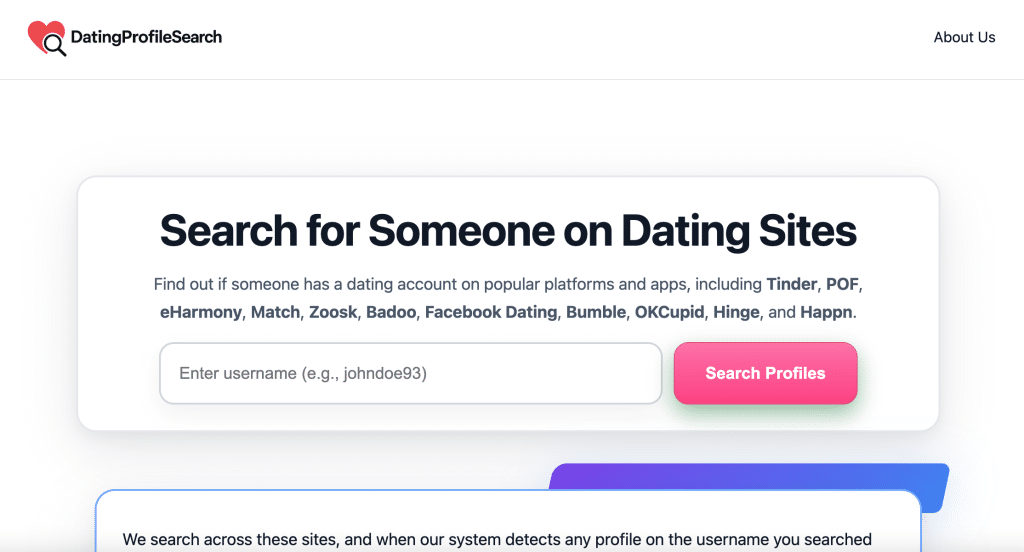 datingprofilesearch.com screenshot